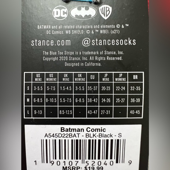 ✔️NWT Stance casual crew socks, men's S, red, DC - Batman, nylon blend - Picture 5 of 5